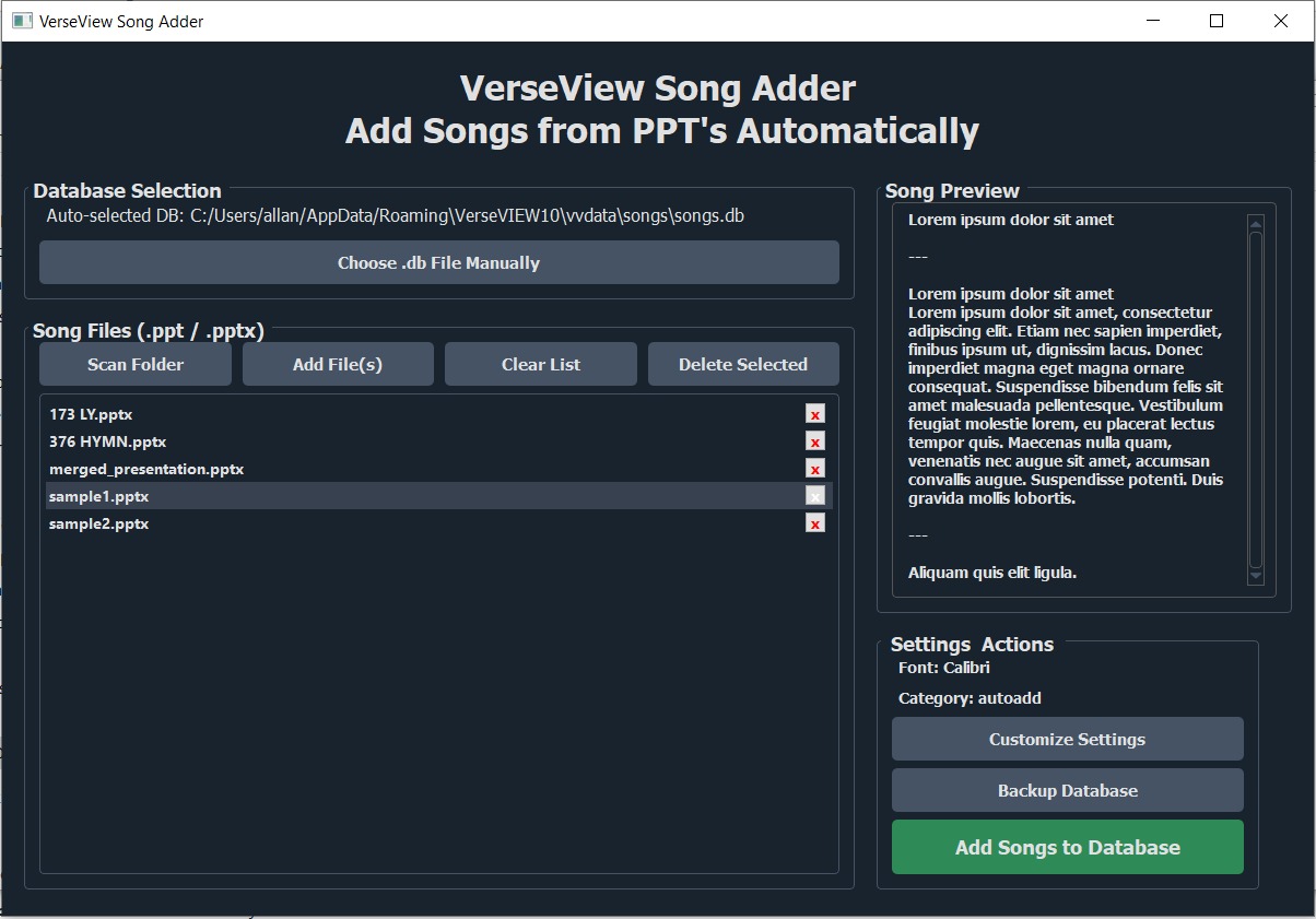 VerseView App File List Screenshot